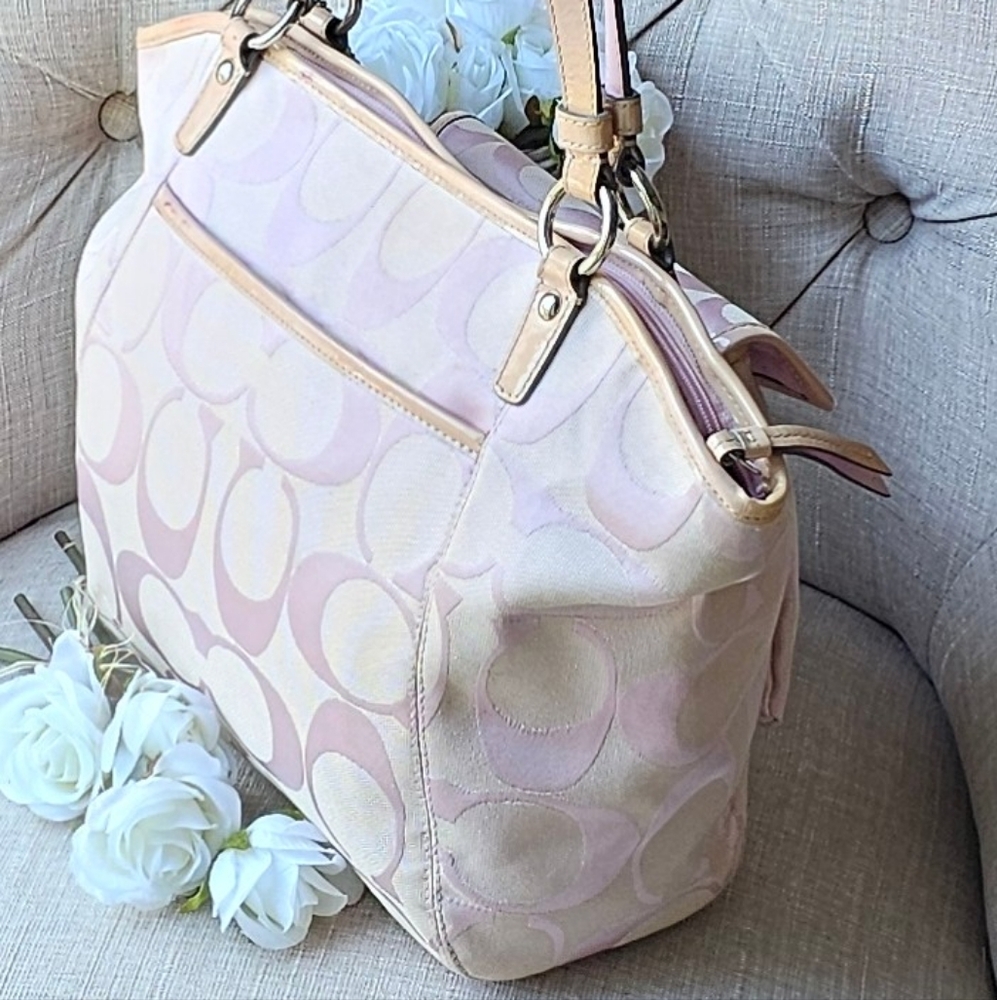 Vintage Coach Signature Leah Shoulder/Tote Bag (Pink) - Picture 9 of 16
